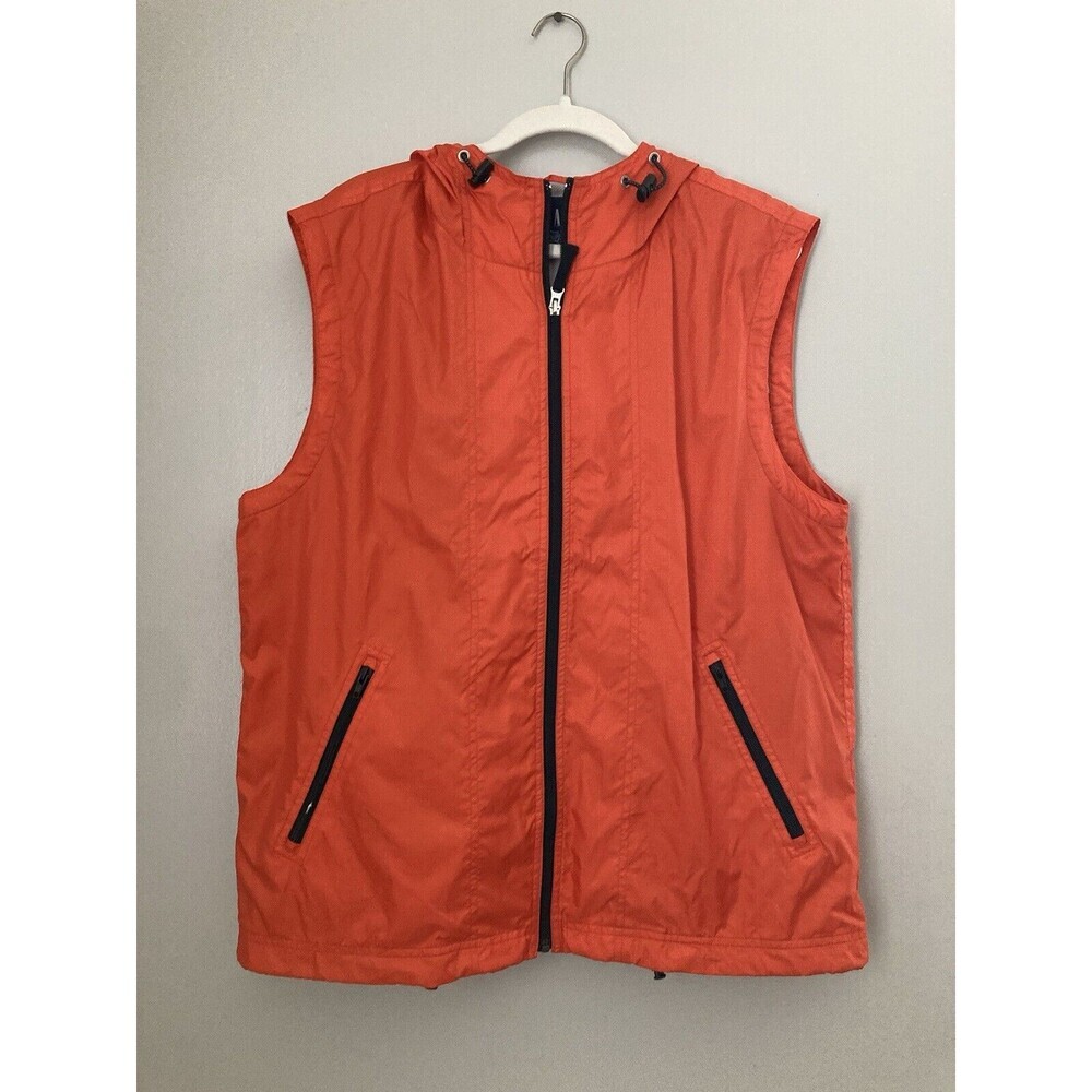 Vintage Gap Nylon Vest Hooded Full Zip Orange LARGE Streetwear Outerwear